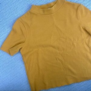Zara Mock Neck Ribbed T-Shirt